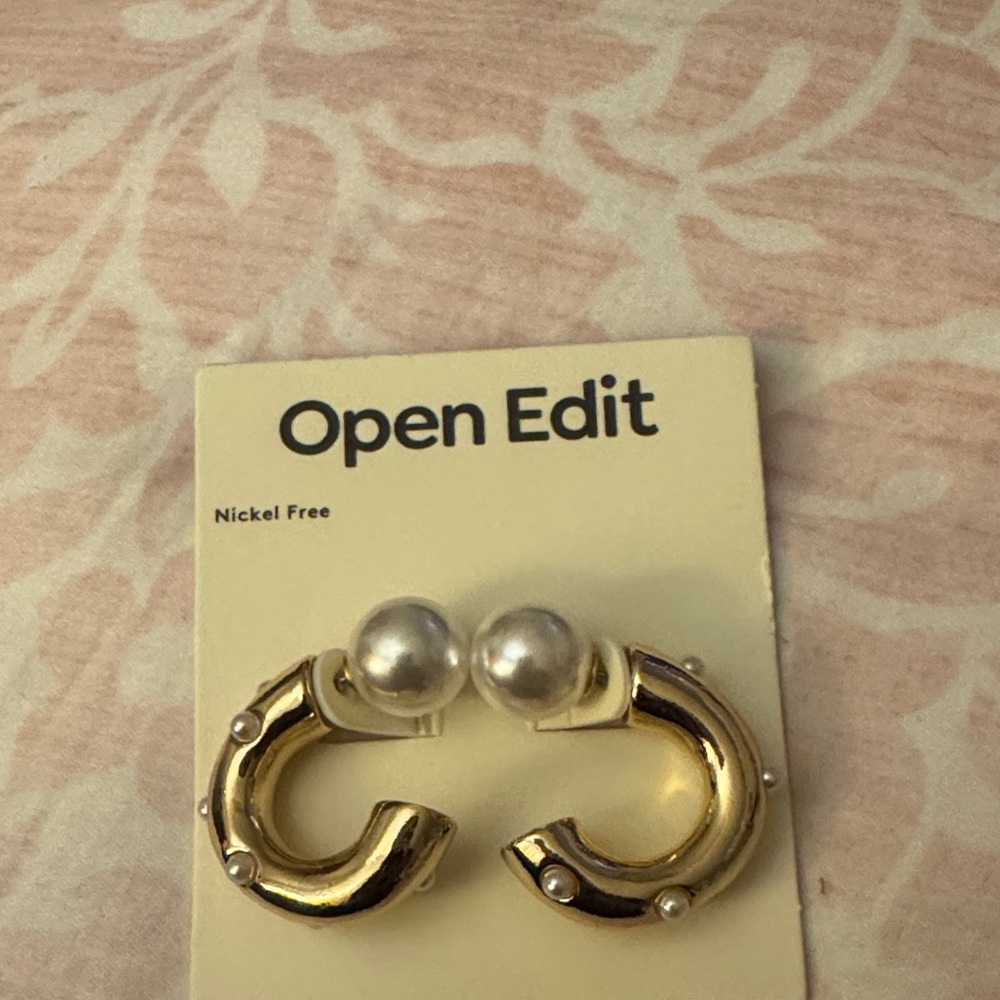 Open Edit Gold and Pearl Earrings